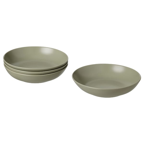 IKEA FÄRGKLAR deep plate/bowl, 9 in, 4 pack Matte Green, Ikea Ireland | 6813RWZQP