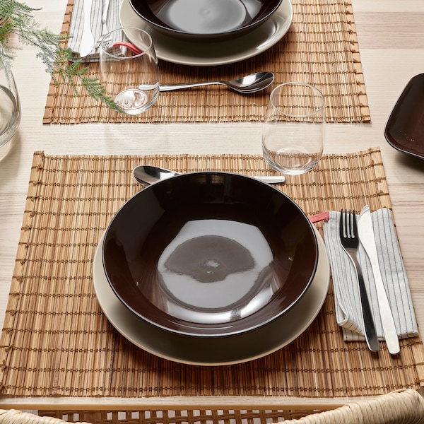 IKEA FÄRGKLAR deep plate/bowl, 9 in, 4 pack Glossy Brown, Ikea Ireland | 3658TPMRB