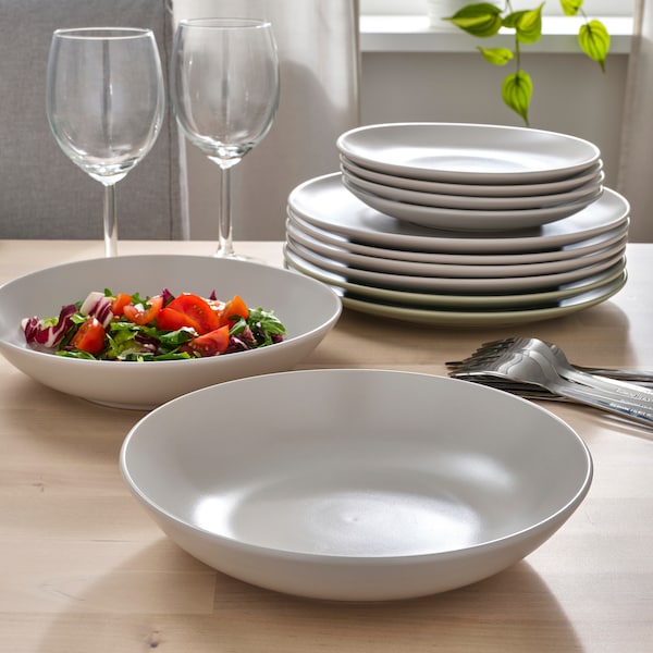 IKEA FÄRGKLAR deep plate/bowl, 9 in, 4 pack Matte Light Gray, Ikea Ireland | 3659NDBCK