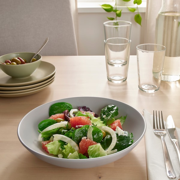 IKEA FÄRGKLAR deep plate/bowl, 9 in, 4 pack Matte Light Gray, Ikea Ireland | 3659NDBCK