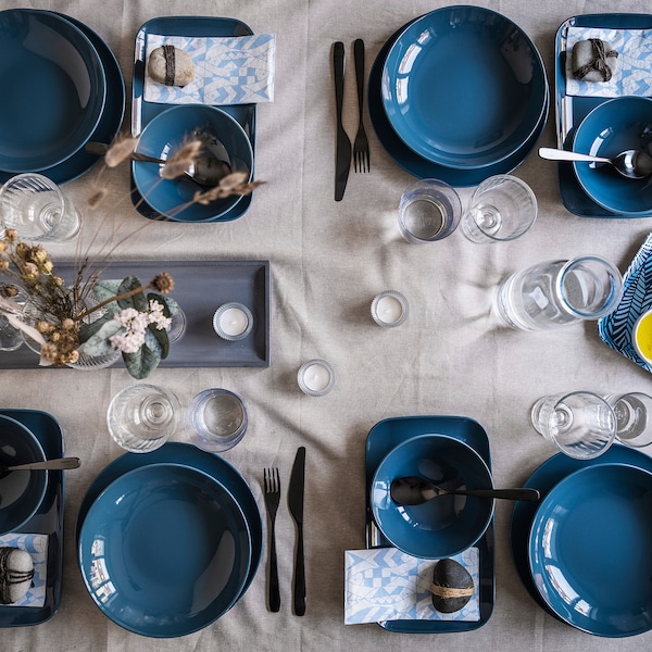 IKEA FÄRGKLAR deep plate/bowl, 9 in, 4 pack Glossy Dark Turquoise, Ikea Ireland | 2180OBDGE
