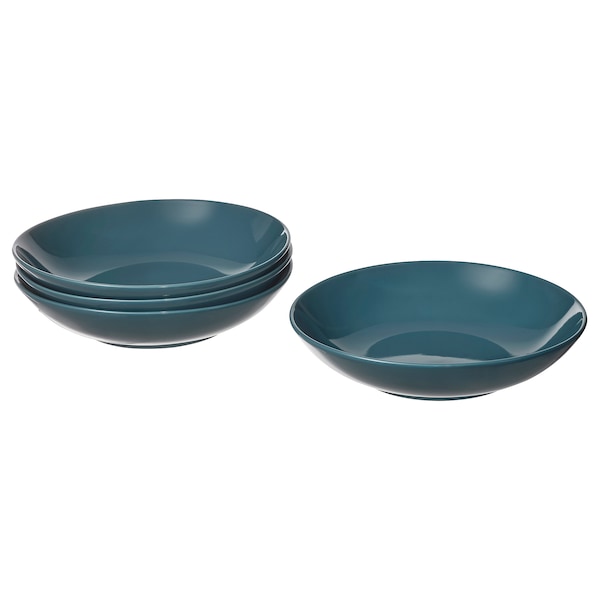 IKEA FÄRGKLAR deep plate/bowl, 9 in, 4 pack Glossy Dark Turquoise, Ikea Ireland | 2180OBDGE