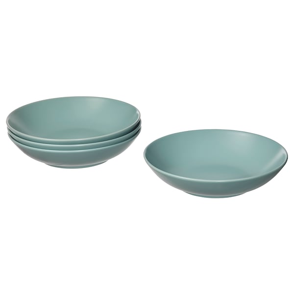 IKEA FÄRGKLAR deep plate/bowl, 9 in, 4 pack Matte Light Turquoise, Ikea Ireland | 6598ZVKAQ