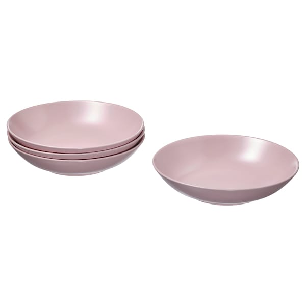 IKEA FÄRGKLAR deep plate/bowl, 9 in, 4 pack Matte Light Pink, Ikea Ireland | 0287DBFIZ
