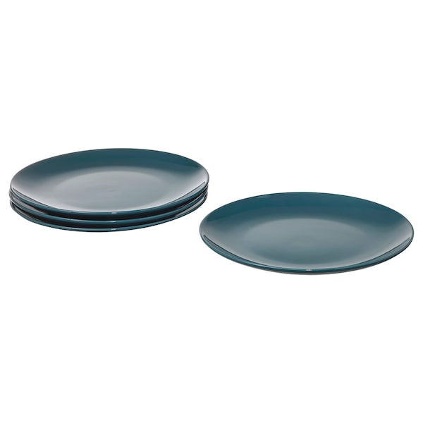 IKEA FÄRGKLAR plate, 10 in, 4 pack Glossy Dark Turquoise, Ikea Ireland | 9742QCPXB