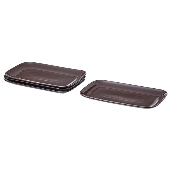 IKEA FÄRGKLAR plate, 12x7 in, 4 pack Glossy Brown, Ikea Ireland | 6195KNWJO