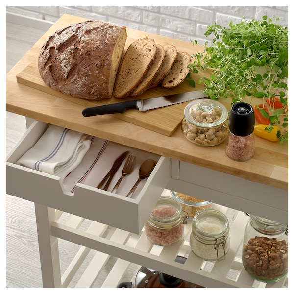 IKEA FÖRHÖJA kitchen cart, 39 3/8x16 7/8 in Birch / White, Ikea Ireland | 2769HSQZV