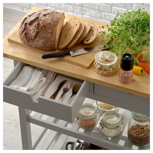 IKEA FÖRHÖJA kitchen cart, 39 3/8x16 7/8 in Birch / Gray, Ikea Ireland | 5087RWDES