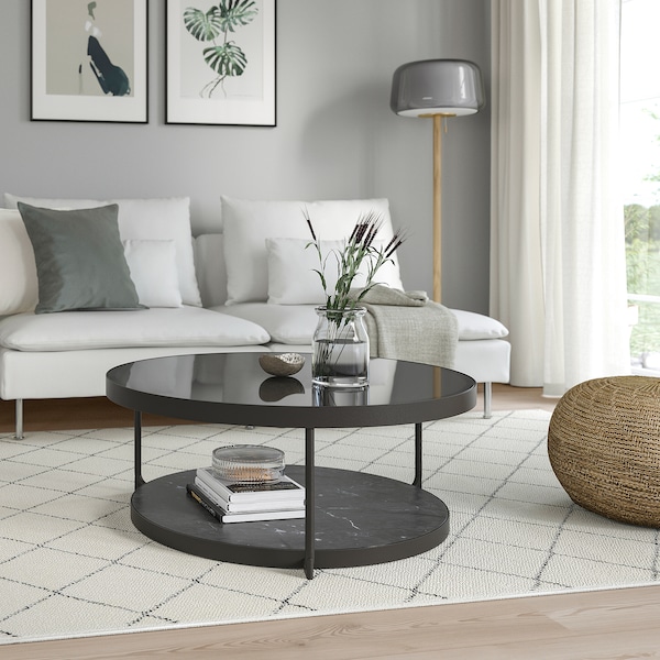 IKEA FRÖTORP coffee table, anthracite marble effect/black glass, 34 5/8 in, Ikea Ireland | 7581LANFY