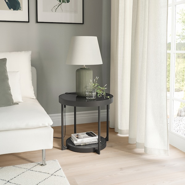 IKEA FRÖTORP side table, anthracite marble effect/black glass, 18 7/8 in, Ikea Ireland | 8096TJIRG