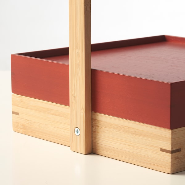 IKEA FÖSSTA serving container with lid, red/bamboo, Ikea Ireland | 7659MYDVN