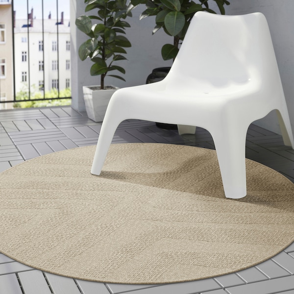 IKEA FULLMAKT rug flatwoven, in/outdoor, beige/mélange, 4'3 in, Ikea Ireland | 8714OASQF