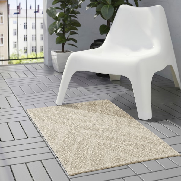IKEA FULLMAKT rug flatwoven, in/outdoor, beige/mélange, 2'0 inx2'11 in, Ikea Ireland | 2318LKBCY