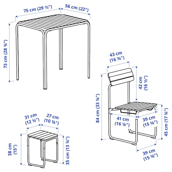 IKEA FURUÖN dining table w 2 chairs+2 footstl, brown/outdoor, Ikea Ireland | 9507OHQAT