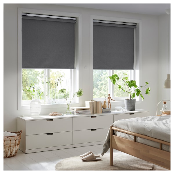 IKEA FYRTUR Blackout roller blind, wireless, battery operated gray, 38x76 ¾ in, Ikea Ireland | 7986TBQZN