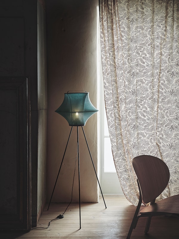 IKEA FYXNÄS floor lamp with LED bulb, turquoise, Ikea Ireland | 0879FQMSI