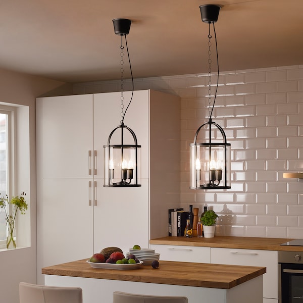 IKEA GALJON pendant lamp, black/clear glass, 10 in, Ikea Ireland | 0754OGVRN