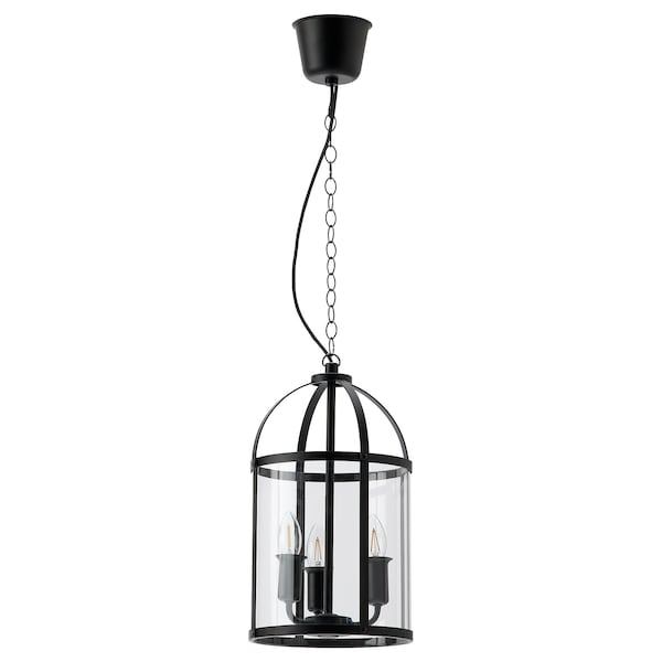 IKEA GALJON pendant lamp, black/clear glass, 10 in, Ikea Ireland | 0754OGVRN