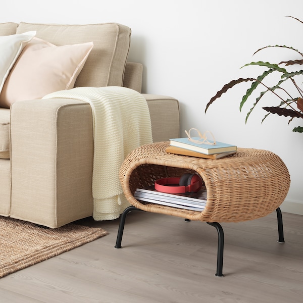 IKEA GAMLEHULT Ottoman with storage, rattan, anthracite, Ikea Ireland | 4102EJNGS