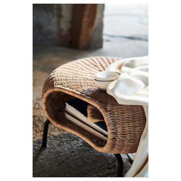 IKEA GAMLEHULT Ottoman with storage, rattan, anthracite, Ikea Ireland | 4102EJNGS