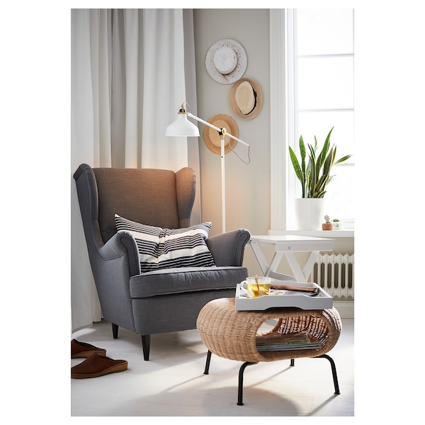 IKEA GAMLEHULT Ottoman with storage, rattan, anthracite, Ikea Ireland | 4102EJNGS
