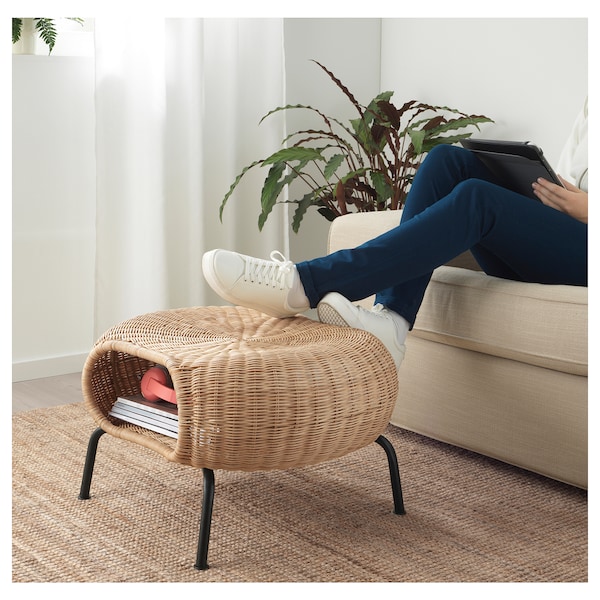 IKEA GAMLEHULT Ottoman with storage, rattan, anthracite, Ikea Ireland | 4102EJNGS