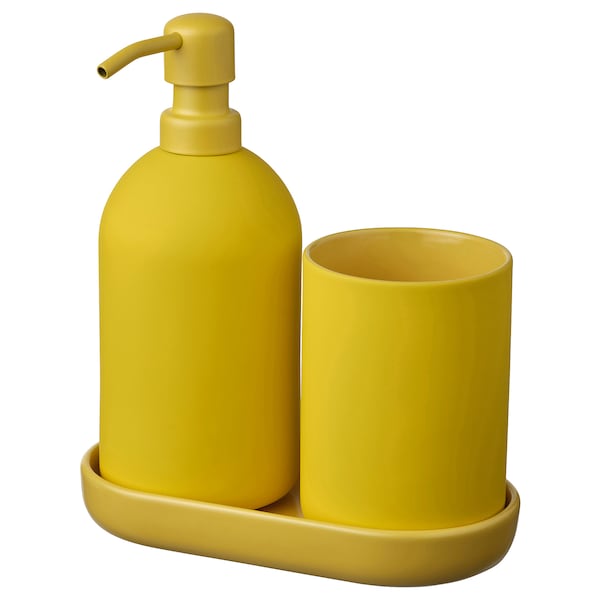 IKEA GANSJÖN 3-piece bathroom set Bright Yellow, Ikea Ireland | 8574ZODVR