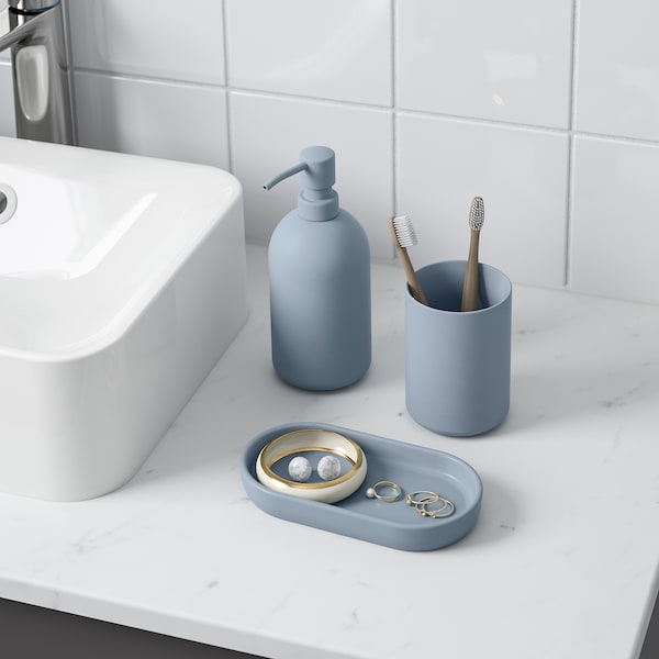 IKEA GANSJÖN 3-piece bathroom set Light Gray / Blue, Ikea Ireland | 7905YRILK