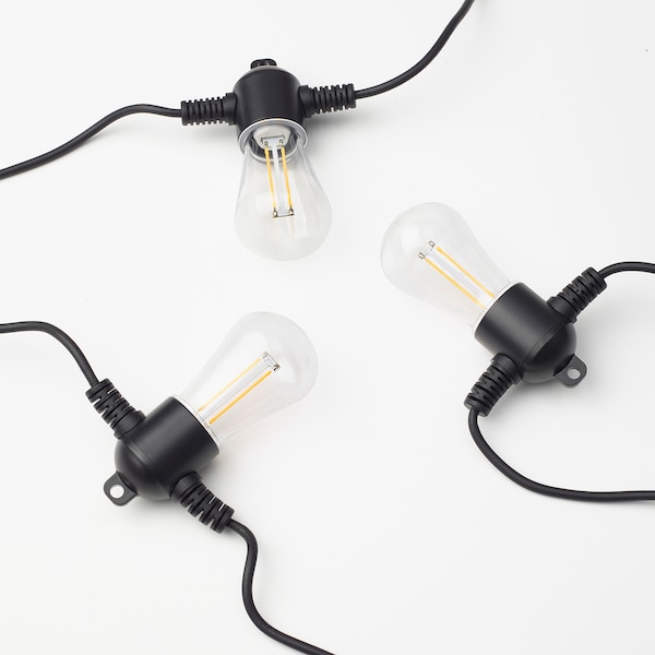 IKEA GARDJÄRN LED string light with 12 lights, black/outdoor, Ikea Ireland | 2104KMPAI