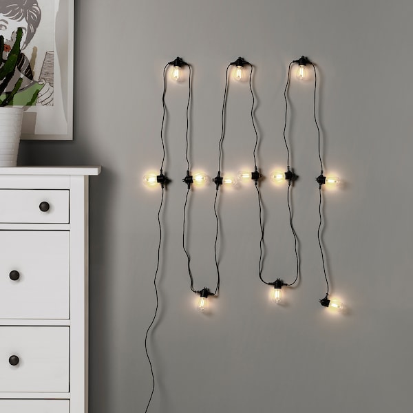 IKEA GARDJÄRN LED string light with 12 lights, black/outdoor, Ikea Ireland | 2104KMPAI