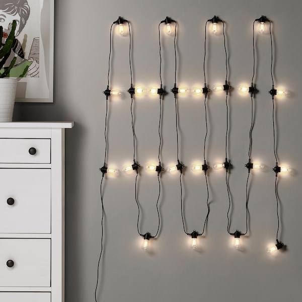 IKEA GARDJÄRN LED string light with 24 lights, black/outdoor, Ikea Ireland | 2658QLFCK