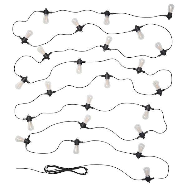IKEA GARDJÄRN LED string light with 24 lights, black/outdoor, Ikea Ireland | 2658QLFCK
