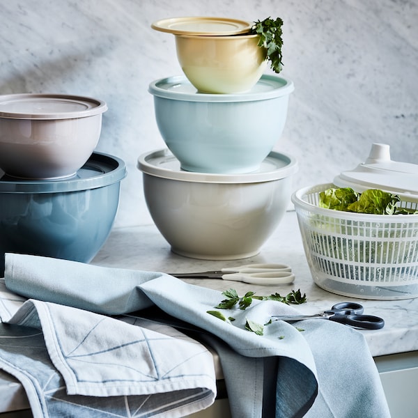 IKEA GARNITYREN bowl with lid, set of 5, mixed colors, Ikea Ireland | 1694YIERT