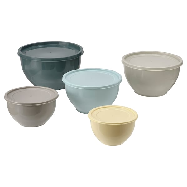 IKEA GARNITYREN bowl with lid, set of 5, mixed colors, Ikea Ireland | 1694YIERT