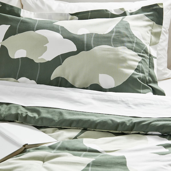 IKEA GETRUTA comforter set, Full/Queen Green / White, Ikea Ireland | 2493MZOGN