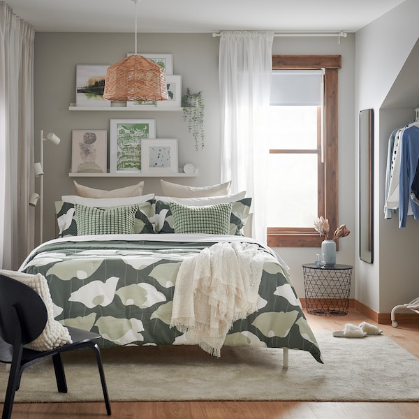 IKEA GETRUTA comforter set, King Green / White, Ikea Ireland | 4517EHOMD