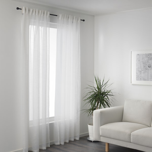 IKEA GJERTRUD sheer curtains, 1 pair, white, 57x118 in, Ikea Ireland | 3062OKVYX