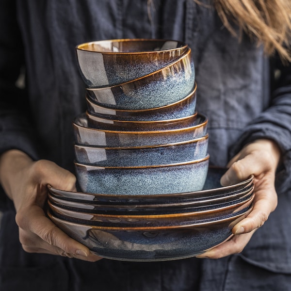 IKEA GLADELIG deep plate/bowl, 8 ½ in, 4 pack Blue, Ikea Ireland | 1403HGCMW