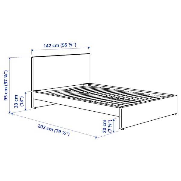IKEA GLADSTAD upholstered bed frame, Full Kabusa Light Gray, Ikea Ireland | 7194NEGAY