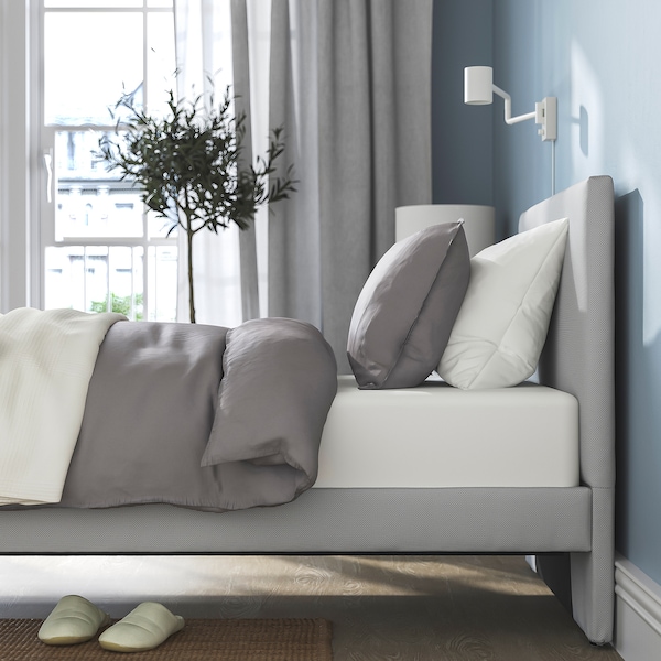 IKEA GLADSTAD upholstered bed frame, Twin Kabusa Light Gray, Ikea Ireland | 9863QJWYU