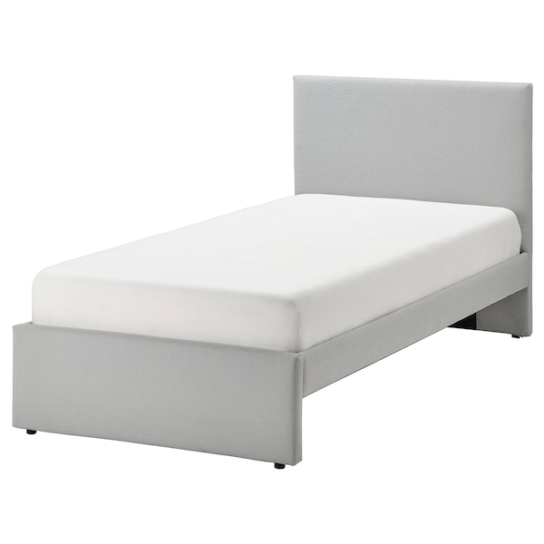IKEA GLADSTAD upholstered bed frame, Twin Kabusa Light Gray, Ikea Ireland | 9863QJWYU