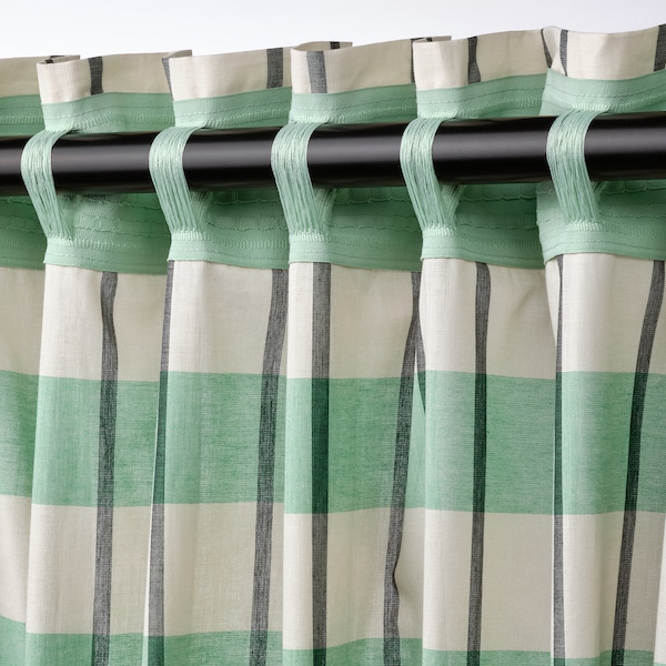 IKEA GLANSHAGTORN curtain, 1 piece, 118x98 in Green White / Black, Ikea Ireland | 2453NBVUE