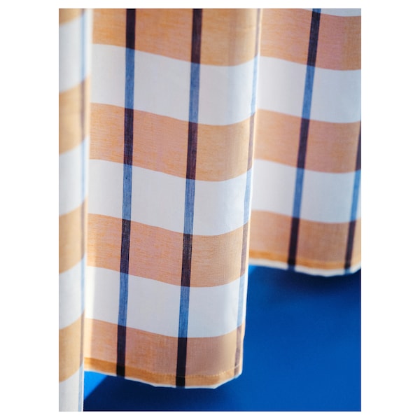 IKEA GLANSHAGTORN curtain, 1 piece, 118x98 in Orange White / Blue, Ikea Ireland | 8719GVDPT