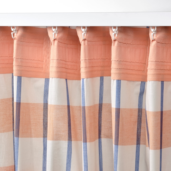 IKEA GLANSHAGTORN curtain, 1 piece, 118x98 in Orange White / Blue, Ikea Ireland | 8719GVDPT