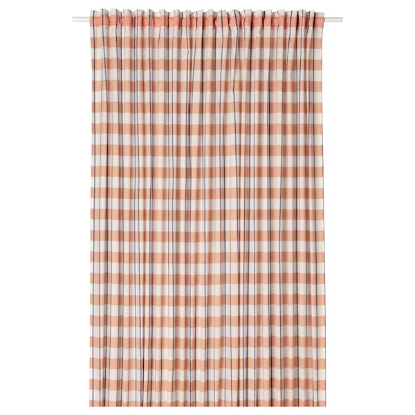IKEA GLANSHAGTORN curtain, 1 piece, 118x98 in Orange White / Blue, Ikea Ireland | 8719GVDPT
