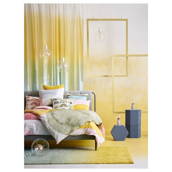 IKEA GLASÖRT sheer curtain, 1 piece, 118x98 in Light Yellow / Gray / Turquoise, Ikea Ireland | 3198IACYK