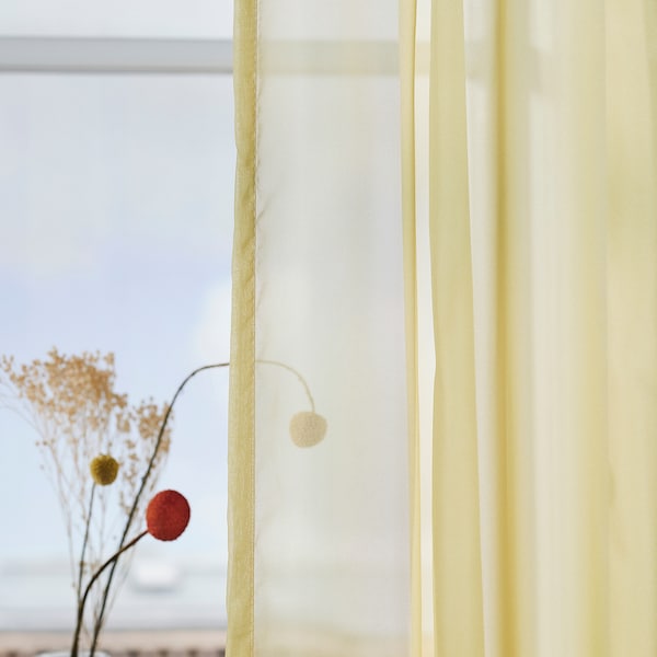IKEA GLASÖRT sheer curtain, 1 piece, 118x98 in Light Yellow / Gray / Turquoise, Ikea Ireland | 3198IACYK