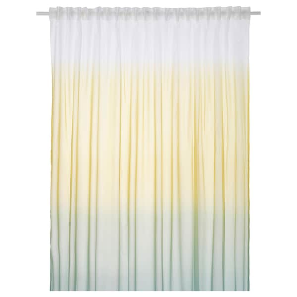 IKEA GLASÖRT sheer curtain, 1 piece, 118x98 in Light Yellow / Gray / Turquoise, Ikea Ireland | 3198IACYK
