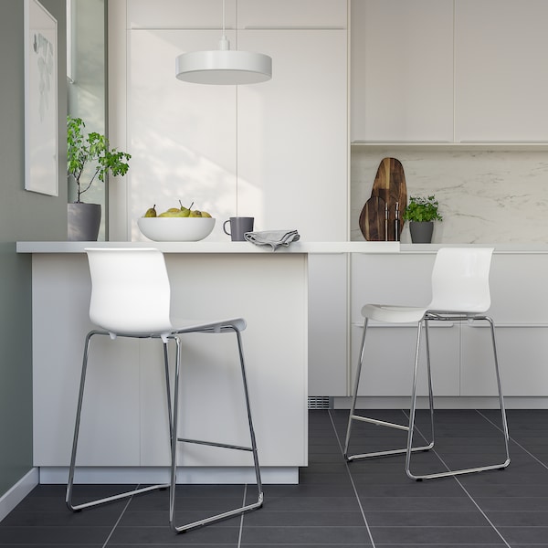 IKEA GLENN Bar stool, white, chrome plated, 26 in, Ikea Ireland | 5423WADOB
