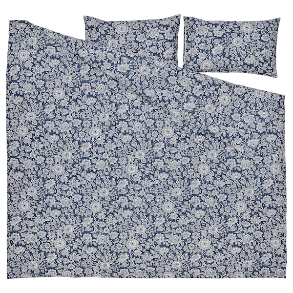 IKEA GLESSTARR duvet cover and pillowcase(s), Full/Queen (Double/Queen) Dark Blue / White, Ikea Ireland | 7142OJPCF
